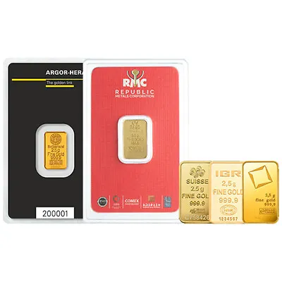 2.5 Gram Gold Bar (Varied Condition Any Mint) ON SALE! • $200.69