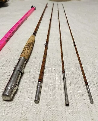 Vtg Shakespeare Jim Dandy 4pc 8.5ft Split Bamboo Fly Rod W/ Rod Sock • $350