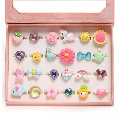 24pcs Kids Girls Rings Toy Cute Charm Jewelry Rings Set Princess Jewellery Gift- • $14.99