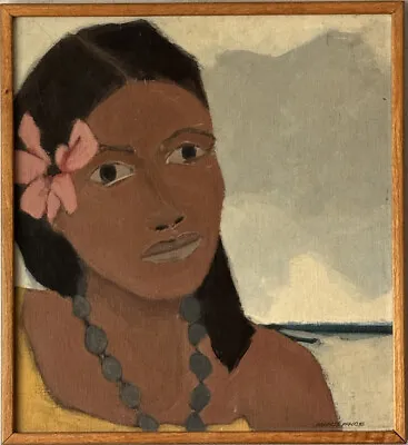 Marcos Prado Vintage Modern Hawaiian Woman Oil Painting Cute Realism Island Girl • $750