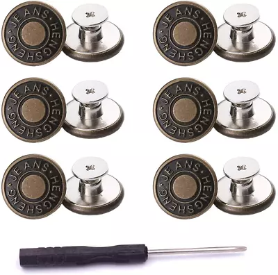 40 Pcs Metal Jeans Buttons 17mm No-Sew Nail Less Removable Buttons-USA Stock • $9.79