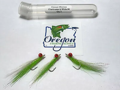 Clouser MinnowChartruese & White3 Fly Various Sizes Extra Items ShipFree • $7.98