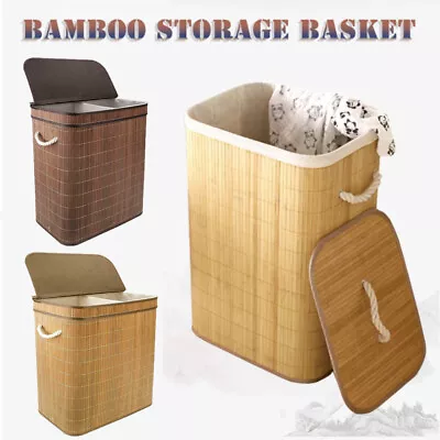 £22.90 • Buy Bamboo Laundry Hamper Bag Wicker Basket Dirty Clothes Washing Storage Basket UK