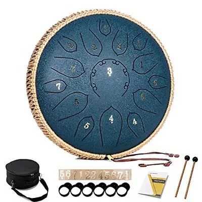 Steel Tongue Drum - 15 Note Tongue Drums - Percussion 12 Inch Navy Blue • $91.13