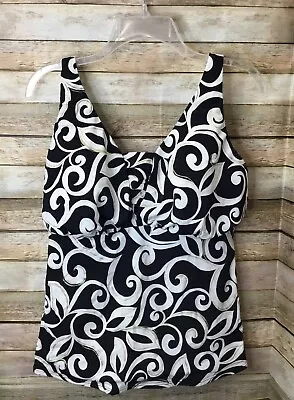 Miraclesuit Tankini Swim Top - US 16 DD Ivory/Black/Gold Swirls • $24.99