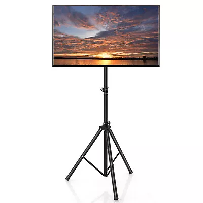 Foldable Display TV Stand LCD Flat Panel TV Tripod Height Adjustable Black • £28.49