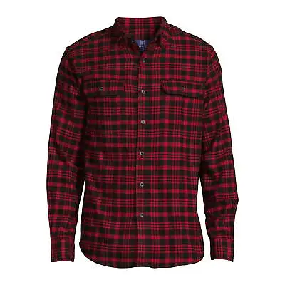 George Men's Pick Color Relaxed Fit Button-up Long Sleeve Flannel Shirts: S-3XLT • $14.99