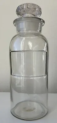 Antique 10 Inch Apothecary Ground Glass Stopper Bottle Chemist Pharmacy Medicine • $22