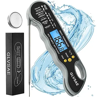 Waterproof Digital Instant Read Meat Thermometer With 4.6” Folding Probe • $24.56