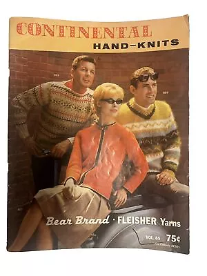 Continental Hand Knits Bear Brand Fleisher Yarns Vintage 1962 Knitting Charts • $10.55