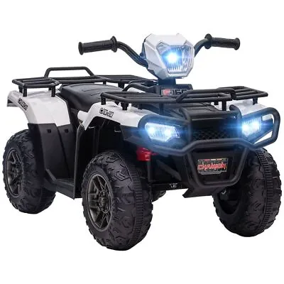 HOMCOM 12V Electric Quad Bike For Kids W/ LED Headlights Music - White • £105.50