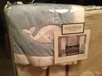 Wendy Bellissimo Snug Harbor 3-Piece Crib Bedding Set ~Lt Blue Whales • $74.99