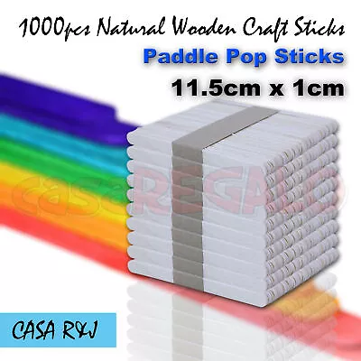 1000 Pc Natural Wooden Craft Sticks Paddle Pop Sticks Ice Cream Coffee Stir • $15.63