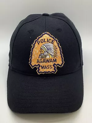 Agawam Mass Police Dept Cap Hat Women S-M Youth M-L New Era Wool Acrylic Black • $31.92