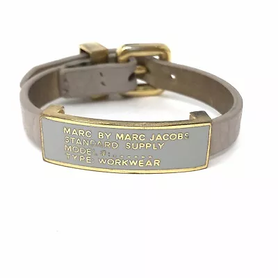 MARC BY MARC JACOBS Standard Supply Bracelet Cream Enameled Tan Leather Strap • $12.99