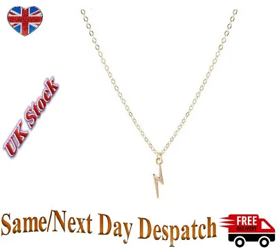 Gold Silver Thunder Lightning Bolt Pendant Unisex Chain Necklace UK Seller • £3.99