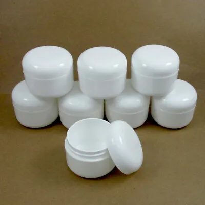 8 White 1.7 Oz Plastic Cosmetic Double Wall Cream Empty Dome Jars Container Cap • $12.34