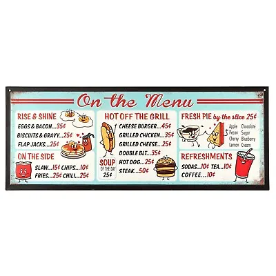 On The Menu Embossed Metal Sign - Vintage Diner Menu Sign With Distressed Fin... • $46.64