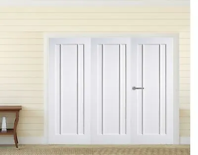 White Panel Bifold Doors  Lincoln Langdale Primed Internal Folding Door System • £639.99