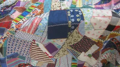 Beautiful Vintage Reversible Country Farmhouse Crazy Quilt  84  X 70  • $58.99