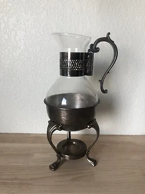 Vintage F B Rogers Silver Co. Coffee Tea Carafe W/Stand • $11