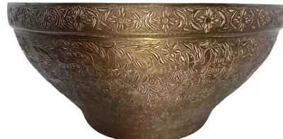 Calligraphy Bowl Brass 9 Inches Antique 19th Century Persian Middle Eastern • $499.99