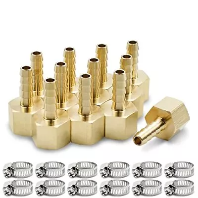 12 Pcs Hose Barb Fittings 1/4  Barb X 1/4  NPT Thread Female Barb Connector W... • $24.70