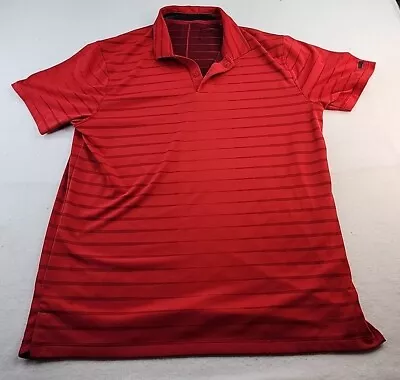 Nike Dri-Fit Maserati Logo Mens Large Red Striped Polyester Polo Shirt • $17.09