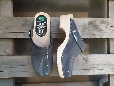 Swedish Clogs Maguba Bostad Grey Patent • $69.99