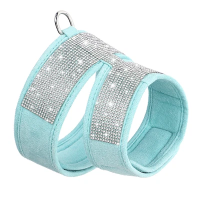 £8.39 • Buy Bling Rhinestone Dog Cat Harness Soft Suede Small Puppy Walking Vest Jacket Blue