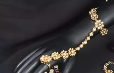 £19.99 • Buy Indian Diamante Hand Bracelet/ Jewellery With 1 Finger Ring And Connecting Chain