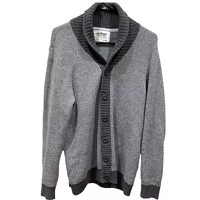 MENS URBAN PIPELINE BUTTON DOWN SWEATER M Medium Gray Knit Shawl Collar Cardigan • $17.34