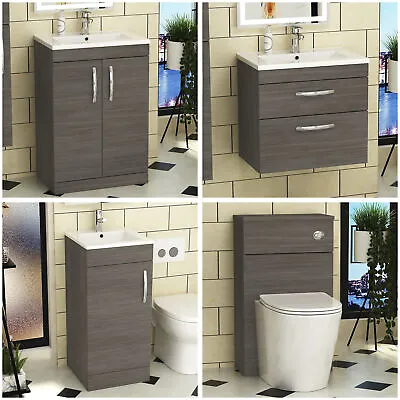 £199.99 • Buy Bathroom Vanity Unit Basin Sink Furniture Grey Elm Cabinet Storage BTW WC Pan