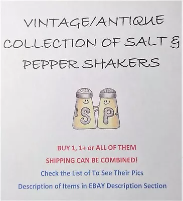 Vtg Collection Of Salt & Pepper Shakers Various Designs/Colors (Buy 11+ Or ALL) • $5