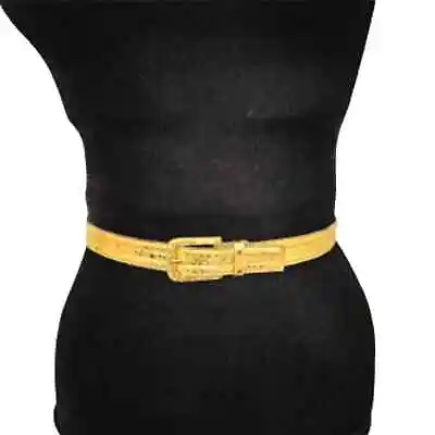 $94.99 • Buy Vintage Yves Saint Laurent YSL Shiny Gold Leather Belt 1  X 34.5 