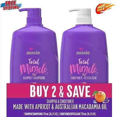 Aussie Total Miracle With Apricot & Macadamia Oil Paraben Shampoo And Condition • $24.99