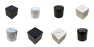 MARBLE LAMP/SCULPTURE BASE-Cube Or Cylinder 4  Or 5  Black Or White (1 Pc.) • $30.69