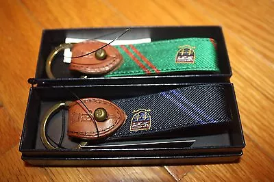 Brand New W/ Gift Box POLO Ralph Lauren Silk-Tie Key Fob Leather & Brass  • $29.98