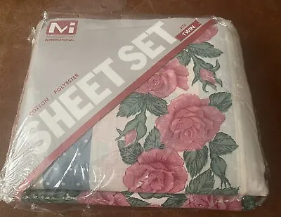 NOS Vintage McCarthy International Sheet Set TWIN Size Roses Flower Floral NEW • $29.99