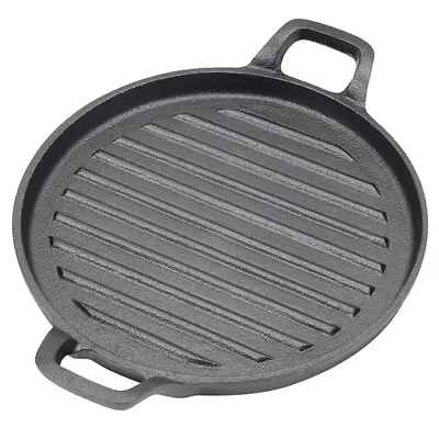 £20.99 • Buy 26CM Cast Iron Pan Hob Steak Fry Grill Grilling Non Stick Skillet Griddle Plate