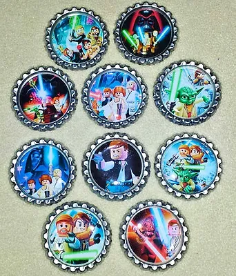 $4.50 • Buy SET OF 10  LEGO STAR WARS  FLAT BOTTLECAPS! Hairbows, Scrapbooking, Party Favors
