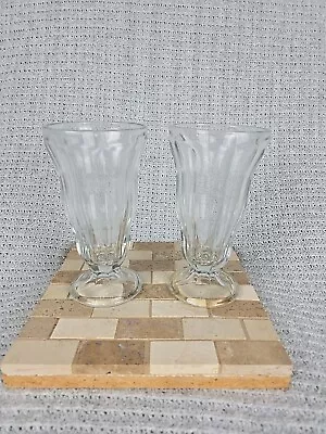 2 Vintage Anchor Hocking Milkshake Glasses Soda Fountain 6-1/2” Footed Tumbler • $15