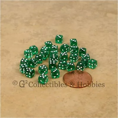 NEW 5mm Deluxe Rounded Edge 30 MINI Dice Transparent Green RPG Game Tiny D6 Set • $8.99