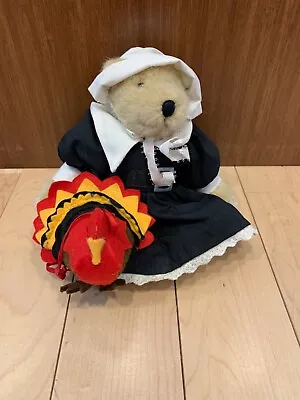 Muffy Vanderbear Pilgrim With Her Turkey Plush 8” Jointed Bear 1989 Thanksgiving • $17