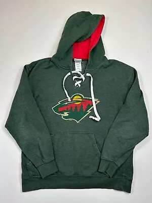 Minnesota Wild Hoodie Mens Large Green Red Sweatshirt Pullover Jersey NHL Logo • $21.24