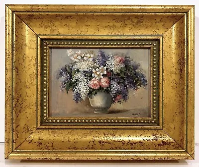Signed Miniature Vintage IMPRESSIONIST STILL LIFE PAINTING Flowers In Vase • $100