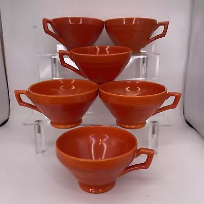 Lot Of 6 Vintage Vernon Kilns Early California Coffee Tea Cups Red Rust Orange • $24.95