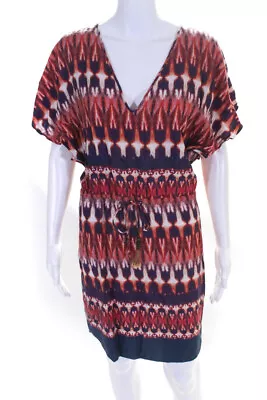 Vix Paula Hermanny Womens Tie Dye V-Neck Red Short Sleeve Shift Dress Size S • $2.99