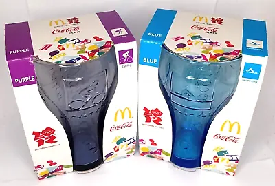 McDonalds 2012 London Olympic - Purple Cycling & Blue Swimming Coke Glasses. • $19.27