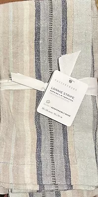 $25 • Buy Pottery Barn Lonnie Stripe Linen Napkins Set/4 In Navy Multi